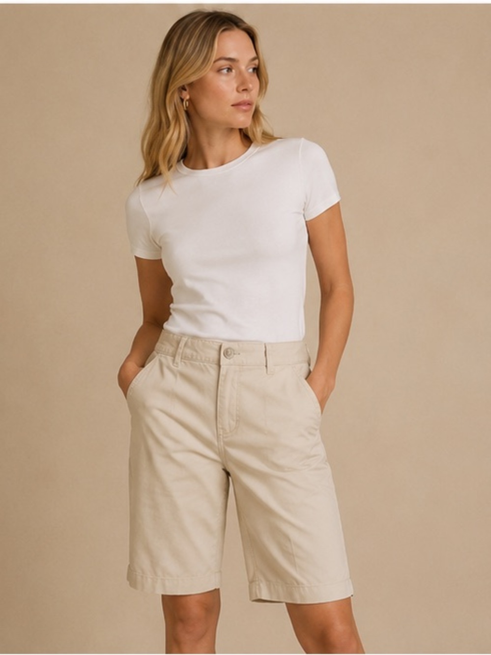 A.N.A White Bermuda Shorts Women’s Size 12 Casual Summer Capri Shorts